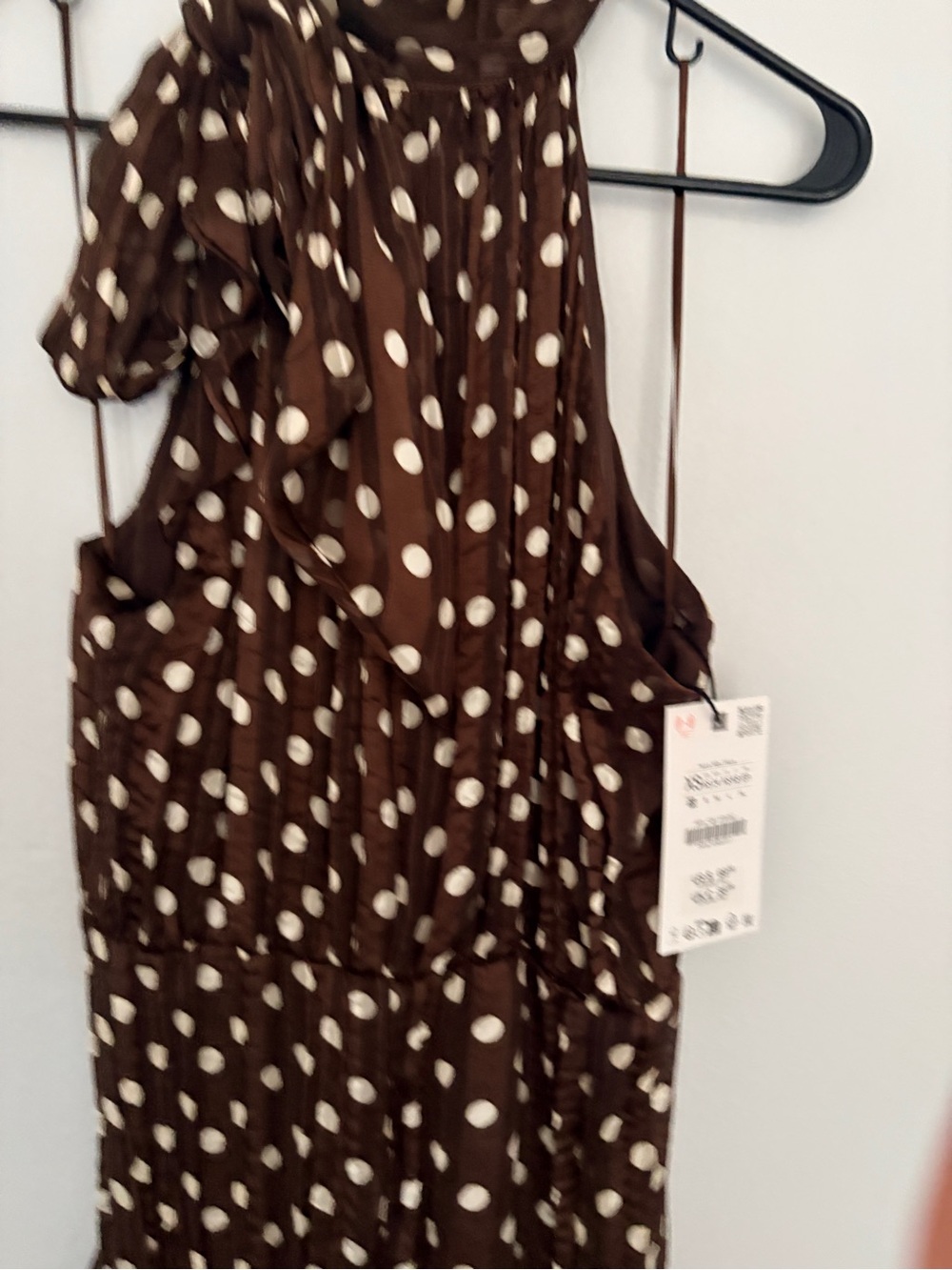 Zara Brown Polka Dot Halter Midi Dress - Picture 10 of 12